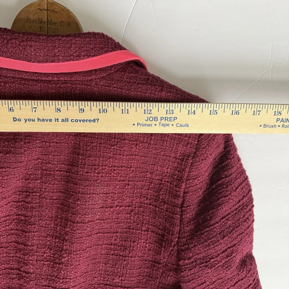 J. Crew Womens Tweed Peplum Blazer Jacket Sz 4 Cotton Preppy Pink Academia - Picture 8 of 11
